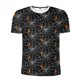 Мужская футболка 3D спортивная с принтом Паутина в Новосибирске, 100% полиэстер с улучшенными характеристиками | приталенный силуэт, круглая горловина, широкие плечи, сужается к линии бедра | gothic | halloween | spider | паук | паутина | хэллоуин