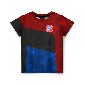 Детская футболка 3D с принтом FC Bayern 2018 Abstract colors в Новосибирске, 100% гипоаллергенный полиэфир | прямой крой, круглый вырез горловины, длина до линии бедер, чуть спущенное плечо, ткань немного тянется | bayern | fc | абстракция | бавария | геометрия | спорт | футбольный клуб
