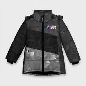 Зимняя куртка для девочек 3D с принтом BMW 2018 Black Design в Новосибирске, ткань верха — 100% полиэстер; подклад — 100% полиэстер, утеплитель — 100% полиэстер. | длина ниже бедра, удлиненная спинка, воротник стойка и отстегивающийся капюшон. Есть боковые карманы с листочкой на кнопках, утяжки по низу изделия и внутренний карман на молнии. 

Предусмотрены светоотражающий принт на спинке, радужный светоотражающий элемент на пуллере молнии и на резинке для утяжки. | Тематика изображения на принте: bmw | автомобиль | автомобильные | бмв | машины