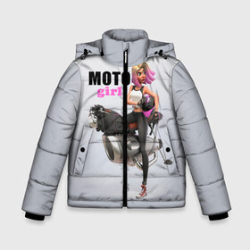 Зимняя куртка для мальчиков 3D с принтом Moto Girl в Новосибирске, ткань верха — 100% полиэстер; подклад — 100% полиэстер, утеплитель — 100% полиэстер | длина ниже бедра, удлиненная спинка, воротник стойка и отстегивающийся капюшон. Есть боковые карманы с листочкой на кнопках, утяжки по низу изделия и внутренний карман на молнии. 

Предусмотрены светоотражающий принт на спинке, радужный светоотражающий элемент на пуллере молнии и на резинке для утяжки | girl | moto | motorcycle | аниме | байк | байкер | девушка | мото | мотоцикл