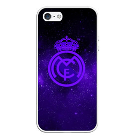 Чехол для iPhone 5/5S матовый с принтом FC Real Madrid(SPACE STYLE) в Новосибирске, Силикон | Область печати: задняя сторона чехла, без боковых панелей | real madrid | футбол | футбольный клуб | чемпионат