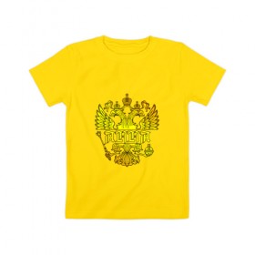 Детская футболка хлопок с принтом Анна в золотом гербе РФ в Новосибирске, 100% хлопок | круглый вырез горловины, полуприлегающий силуэт, длина до линии бедер | анна | держава | золото | имя | крылья | орел | патриот | россия | скипетр