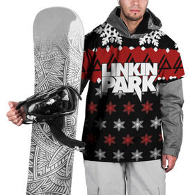 Накидка на куртку 3D с принтом Праздничный Linkin Park в Новосибирске, 100% полиэстер |  | b | chester | linkin park | альтернативный метал | альтернативный рок | беннингтон | группа | знак | красный | линкин парк | музыкант | надпись | новогодний | новый год | ню метал | певец | праздник | рождество