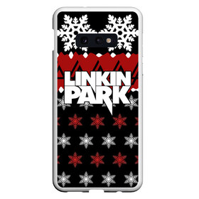 Чехол для Samsung S10E с принтом Праздничный Linkin Park в Новосибирске, Силикон | Область печати: задняя сторона чехла, без боковых панелей | b | chester | linkin park | альтернативный метал | альтернативный рок | беннингтон | группа | знак | красный | линкин парк | музыкант | надпись | новогодний | новый год | ню метал | певец | праздник | рождество