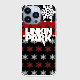 Чехол для iPhone 13 Pro с принтом Праздничный Linkin Park в Новосибирске,  |  | b | chester | linkin park | альтернативный метал | альтернативный рок | беннингтон | группа | знак | красный | линкин парк | музыкант | надпись | новогодний | новый год | ню метал | певец | праздник | рождество