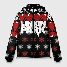 Мужская зимняя куртка 3D с принтом Праздничный Linkin Park в Новосибирске, верх — 100% полиэстер; подкладка — 100% полиэстер; утеплитель — 100% полиэстер | длина ниже бедра, свободный силуэт Оверсайз. Есть воротник-стойка, отстегивающийся капюшон и ветрозащитная планка. 

Боковые карманы с листочкой на кнопках и внутренний карман на молнии. | Тематика изображения на принте: b | chester | linkin park | альтернативный метал | альтернативный рок | беннингтон | группа | знак | красный | линкин парк | музыкант | надпись | новогодний | новый год | ню метал | певец | праздник | рождество