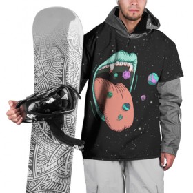 Накидка на куртку 3D с принтом Энерговампир в Новосибирске, 100% полиэстер |  | Тематика изображения на принте: звезды | космос | планеты | рот | энергия
