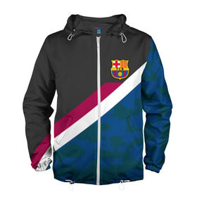 Мужская ветровка 3D с принтом FC Barcelona Sport camo II в Новосибирске, 100% полиэстер | подол и капюшон оформлены резинкой с фиксаторами, два кармана без застежек по бокам, один потайной карман на груди | fc | fc barcelona | fcb | fly emirates | ronaldo | абстракция | барселона | геометрия | зож | клуб | линии | месси | модные | мяч | реал мадрид | спорт | спортивные | тренды | футбол | футбольный клуб | эмблема