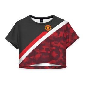 Женская футболка 3D укороченная с принтом Manchester United Sport Camo в Новосибирске, 100% полиэстер | круглая горловина, длина футболки до линии талии, рукава с отворотами | emirates | fc | manchester united | абстракция | геометрия | зож | клуб | линии | манчестер юнайтед | модные | мяч | россии | спорт | спортивные | стиль | тренды | футбол | футбольный клуб | экстрим | эмблема