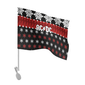 Флаг для автомобиля с принтом Праздничный AC/DC в Новосибирске, 100% полиэстер | Размер: 30*21 см | ac dc | acdc | for those about to ro | австралийская | ангус янг | блюз рок | головы | группа | знак | красный | крис слэйд | музыканты | надпись | новогодний | новый год | певцы | праздник | рождество | рок | рок н ролл