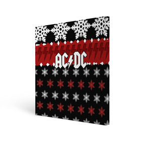 Холст квадратный с принтом Праздничный AC/DC в Новосибирске, 100% ПВХ |  | ac dc | acdc | for those about to ro | австралийская | ангус янг | блюз рок | головы | группа | знак | красный | крис слэйд | музыканты | надпись | новогодний | новый год | певцы | праздник | рождество | рок | рок н ролл