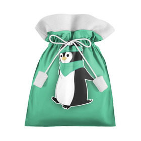 Подарочный 3D мешок с принтом Penguin green в Новосибирске, 100% полиэстер | Размер: 29*39 см | cartoon | green | penguin | зеленый | милый | мультик | мультфильм | пингвин | рисунок