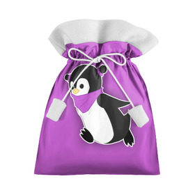 Подарочный 3D мешок с принтом Penguin purple в Новосибирске, 100% полиэстер | Размер: 29*39 см | cartoon | penguin | purple | милый | мультик | мультфильм | пингвин | рисунок | фиолетовый