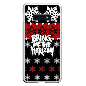 Чехол для Samsung S10E с принтом Праздничный Bring Me the Horizon в Новосибирске, Силикон | Область печати: задняя сторона чехла, без боковых панелей | bmth | bring me the horizon | альтернативный метал | альтернативный рок | группа | достань для меня горизонт | дэткор | знак | красный | метал | надпись | новогодний | новый год | праздник | рождество | рок