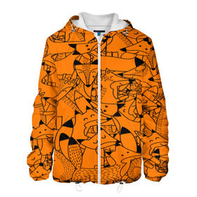 Мужская куртка 3D с принтом Лисички в Новосибирске, ткань верха — 100% полиэстер, подклад — флис | прямой крой, подол и капюшон оформлены резинкой с фиксаторами, два кармана без застежек по бокам, один большой потайной карман на груди. Карман на груди застегивается на липучку | fox | лиса | лисички | рыжая лиса | фокс