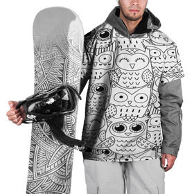 Накидка на куртку 3D с принтом Совушки pattern в Новосибирске, 100% полиэстер |  | bird | owl | животные | ночные птицы | птицы | совы