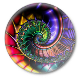 Значок с принтом Спираль в Новосибирске,  металл | круглая форма, металлическая застежка в виде булавки | абстракция | воронка | спираль | текстура | яркость