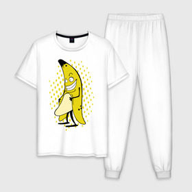 Мужская пижама хлопок с принтом Банан он в Новосибирске, 100% хлопок | брюки и футболка прямого кроя, без карманов, на брюках мягкая резинка на поясе и по низу штанин
 | 