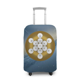 Чехол для чемодана 3D с принтом Куб метатрона в Новосибирске, 86% полиэфир, 14% спандекс | двустороннее нанесение принта, прорези для ручек и колес | архангел | геометрия пространства | древо жизни | куб метатрона | мельхиседек | меркаба | мудрость | сакральная геометрия | цветок жизни