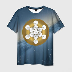 Мужская футболка 3D с принтом Куб метатрона в Новосибирске, 100% полиэфир | прямой крой, круглый вырез горловины, длина до линии бедер | архангел | геометрия пространства | древо жизни | куб метатрона | мельхиседек | меркаба | мудрость | сакральная геометрия | цветок жизни