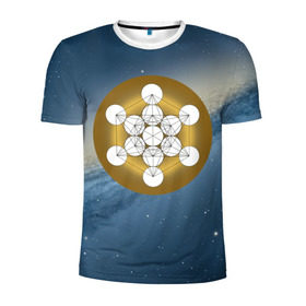 Мужская футболка 3D спортивная с принтом Куб метатрона в Новосибирске, 100% полиэстер с улучшенными характеристиками | приталенный силуэт, круглая горловина, широкие плечи, сужается к линии бедра | архангел | геометрия пространства | древо жизни | куб метатрона | мельхиседек | меркаба | мудрость | сакральная геометрия | цветок жизни