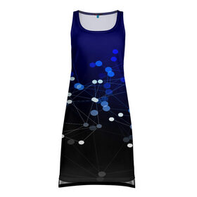 Платье-майка 3D с принтом Молекулярный в Новосибирске, 100% полиэстер | полуприлегающий силуэт, широкие бретели, круглый вырез горловины, удлиненный подол сзади. | abstraction | internet | абстракция | молекула | текстура | технологии | узоры | форма | фрактал | цвет