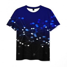 Мужская футболка 3D с принтом Молекулярный в Новосибирске, 100% полиэфир | прямой крой, круглый вырез горловины, длина до линии бедер | abstraction | internet | абстракция | молекула | текстура | технологии | узоры | форма | фрактал | цвет