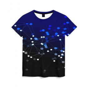 Женская футболка 3D с принтом Молекулярный в Новосибирске, 100% полиэфир ( синтетическое хлопкоподобное полотно) | прямой крой, круглый вырез горловины, длина до линии бедер | abstraction | internet | абстракция | молекула | текстура | технологии | узоры | форма | фрактал | цвет