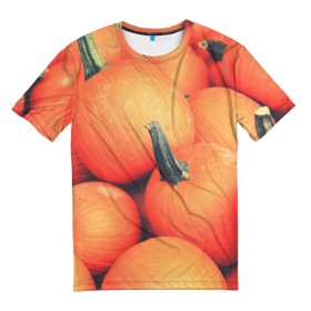 Мужская футболка 3D с принтом Тыквы в Новосибирске, 100% полиэфир | прямой крой, круглый вырез горловины, длина до линии бедер | halloween | pumpkin | кот | тыква | хэллоуин