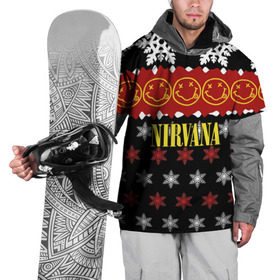Накидка на куртку 3D с принтом Nirvana праздничный в Новосибирске, 100% полиэстер |  | cobain | kurt | nirvana | альтернативный | боритон | гранж | группа | дональд | знак | кобейн | красный | крист новоселич | курт | музыка | музыкант | надпись | нирвана | новогодний | новый год | певец | праздник