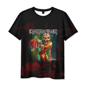 Мужская футболка 3D с принтом Индеец Iron Maiden в Новосибирске, 100% полиэфир | прямой крой, круглый вырез горловины, длина до линии бедер | iron maiden | адриан смит | айрон мейден | группа | дэйв мюррей | железная дева | ирон майден | кровь | метал | мрачный | музыка | песни | рок | сердце | стив харрис | тяжелый | хеви | хевиметал
