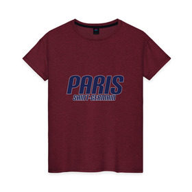 Женская футболка хлопок с принтом Paris Saint Germain (PSG) в Новосибирске, 100% хлопок | прямой крой, круглый вырез горловины, длина до линии бедер, слегка спущенное плечо | 