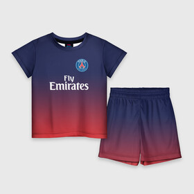 Детский костюм с шортами 3D с принтом PSG SPORT ORIGINAL GRADIENT  ПСЖ в Новосибирске,  |  | fc | fly emirates | paris | psg | лого | париж | псж | спорт | спортивные | фк | футбольный клуб