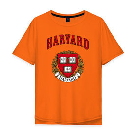Мужская футболка хлопок Oversize с принтом Harvard university в Новосибирске, 100% хлопок | свободный крой, круглый ворот, “спинка” длиннее передней части | Тематика изображения на принте: вуз | гарвард | герб | лига плюща | массачусетс | престижный | сша | университет