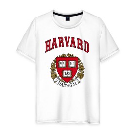Мужская футболка хлопок с принтом Harvard university в Новосибирске, 100% хлопок | прямой крой, круглый вырез горловины, длина до линии бедер, слегка спущенное плечо. | вуз | гарвард | герб | лига плюща | массачусетс | престижный | сша | университет