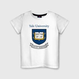 Детская футболка хлопок с принтом Йель в Новосибирске, 100% хлопок | круглый вырез горловины, полуприлегающий силуэт, длина до линии бедер | yalr university | йельский университет | лига плюща | престижный вуз | сша
