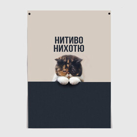 Постер с принтом Нитиво Нихотю в Новосибирске, 100% бумага
 | бумага, плотность 150 мг. Матовая, но за счет высокого коэффициента гладкости имеет небольшой блеск и дает на свету блики, но в отличии от глянцевой бумаги не покрыта лаком | Тематика изображения на принте: боль | грустный | кот | котейка | котенок | котик | котя | кошка | лапки | не хочу | ничего | пессимист | печаль | печалька