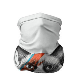 Бандана-труба 3D с принтом Grumpy cat (David Bowie) в Новосибирске, 100% полиэстер, ткань с особыми свойствами — Activecool | плотность 150‒180 г/м2; хорошо тянется, но сохраняет форму | бодиарт | грумпи | дэвид боуи | злой кот | интернет | котей | котик | кошка | мем | мемас | мемчик. | молния на лице | рисунок на лице | сердитый