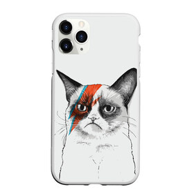 Чехол для iPhone 11 Pro матовый с принтом Grumpy cat (David Bowie) в Новосибирске, Силикон |  | бодиарт | грумпи | дэвид боуи | злой кот | интернет | котей | котик | кошка | мем | мемас | мемчик. | молния на лице | рисунок на лице | сердитый