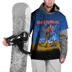 Накидка на куртку 3D с принтом Iron Maiden в Новосибирске, 100% полиэстер |  | iron maiden | адриан смит | айрон мейден | гроза | группа | дэйв мюррей | железная дева | ирон майден | метал | мрачный | музыка | песни | рок | стив харрис | тяжелый | флаг | хеви | хевиметал
