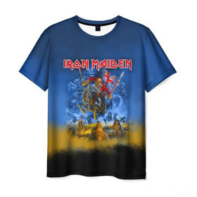 Мужская футболка 3D с принтом Iron Maiden в Новосибирске, 100% полиэфир | прямой крой, круглый вырез горловины, длина до линии бедер | Тематика изображения на принте: iron maiden | адриан смит | айрон мейден | гроза | группа | дэйв мюррей | железная дева | ирон майден | метал | мрачный | музыка | песни | рок | стив харрис | тяжелый | флаг | хеви | хевиметал