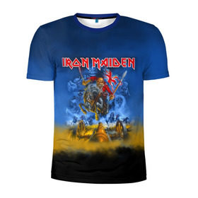 Мужская футболка 3D спортивная с принтом Iron Maiden в Новосибирске, 100% полиэстер с улучшенными характеристиками | приталенный силуэт, круглая горловина, широкие плечи, сужается к линии бедра | iron maiden | адриан смит | айрон мейден | гроза | группа | дэйв мюррей | железная дева | ирон майден | метал | мрачный | музыка | песни | рок | стив харрис | тяжелый | флаг | хеви | хевиметал