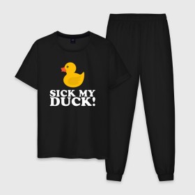 Мужская пижама хлопок с принтом Sick my duck! в Новосибирске, 100% хлопок | брюки и футболка прямого кроя, без карманов, на брюках мягкая резинка на поясе и по низу штанин
 | больная уточка