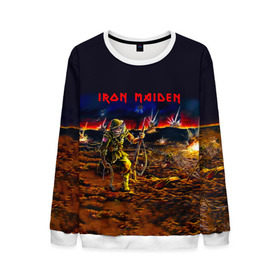 Мужской свитшот 3D с принтом Боец Iron Maiden в Новосибирске, 100% полиэстер с мягким внутренним слоем | круглый вырез горловины, мягкая резинка на манжетах и поясе, свободная посадка по фигуре | iron maiden | адриан смит | айрон мейден | война | группа | дэйв мюррей | железная дева | ирон майден | метал | мрачный | музыка | песни | рок | солдат | стив харрис | тяжелый | хеви | хевиметал