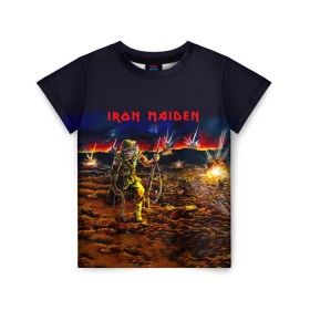 Детская футболка 3D с принтом Боец Iron Maiden в Новосибирске, 100% гипоаллергенный полиэфир | прямой крой, круглый вырез горловины, длина до линии бедер, чуть спущенное плечо, ткань немного тянется | iron maiden | адриан смит | айрон мейден | война | группа | дэйв мюррей | железная дева | ирон майден | метал | мрачный | музыка | песни | рок | солдат | стив харрис | тяжелый | хеви | хевиметал