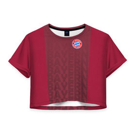 Женская футболка 3D укороченная с принтом FC Bayern 2018 Original #12 в Новосибирске, 100% полиэстер | круглая горловина, длина футболки до линии талии, рукава с отворотами | bayern | fly fc | бавария | спорт | футбольный клуб