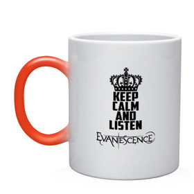 Кружка хамелеон с принтом Keep calm, listen Evanescence в Новосибирске, керамика | меняет цвет при нагревании, емкость 330 мл | Тематика изображения на принте: 