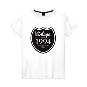 Женская футболка хлопок с принтом Vintage 1994 в Новосибирске, 100% хлопок | прямой крой, круглый вырез горловины, длина до линии бедер, слегка спущенное плечо | 