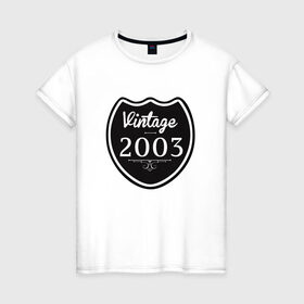 Женская футболка хлопок с принтом Vintage 2003 в Новосибирске, 100% хлопок | прямой крой, круглый вырез горловины, длина до линии бедер, слегка спущенное плечо | 