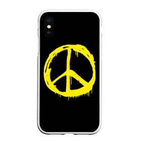 Чехол для iPhone XS Max матовый с принтом Peace в Новосибирске, Силикон | Область печати: задняя сторона чехла, без боковых панелей | Тематика изображения на принте: peace | vppdgryphon | арт | краска | мирный | миролюбивый | пацифик | прикольные | хиппи | цветные